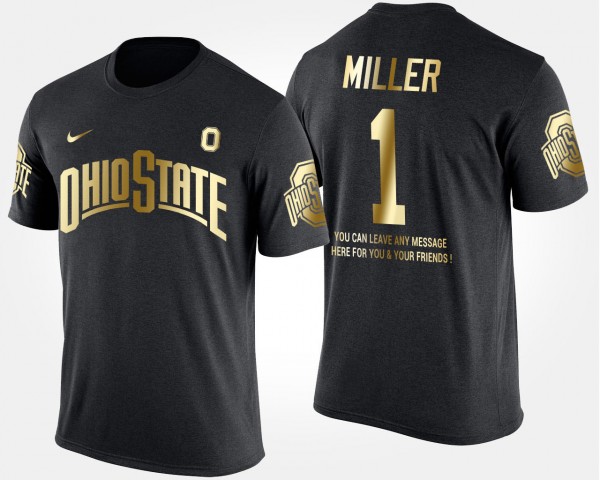 Ohio State Buckeyes Braxton Miller Men's #1 With Message Gold Short Sleeve Black Limited College Football T-Shirt 2404EDYM0